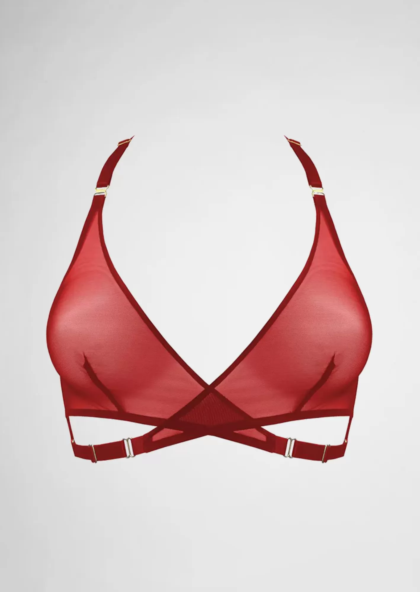 Fashion Bordelle Art Deco Mesh Wrap Bra Red