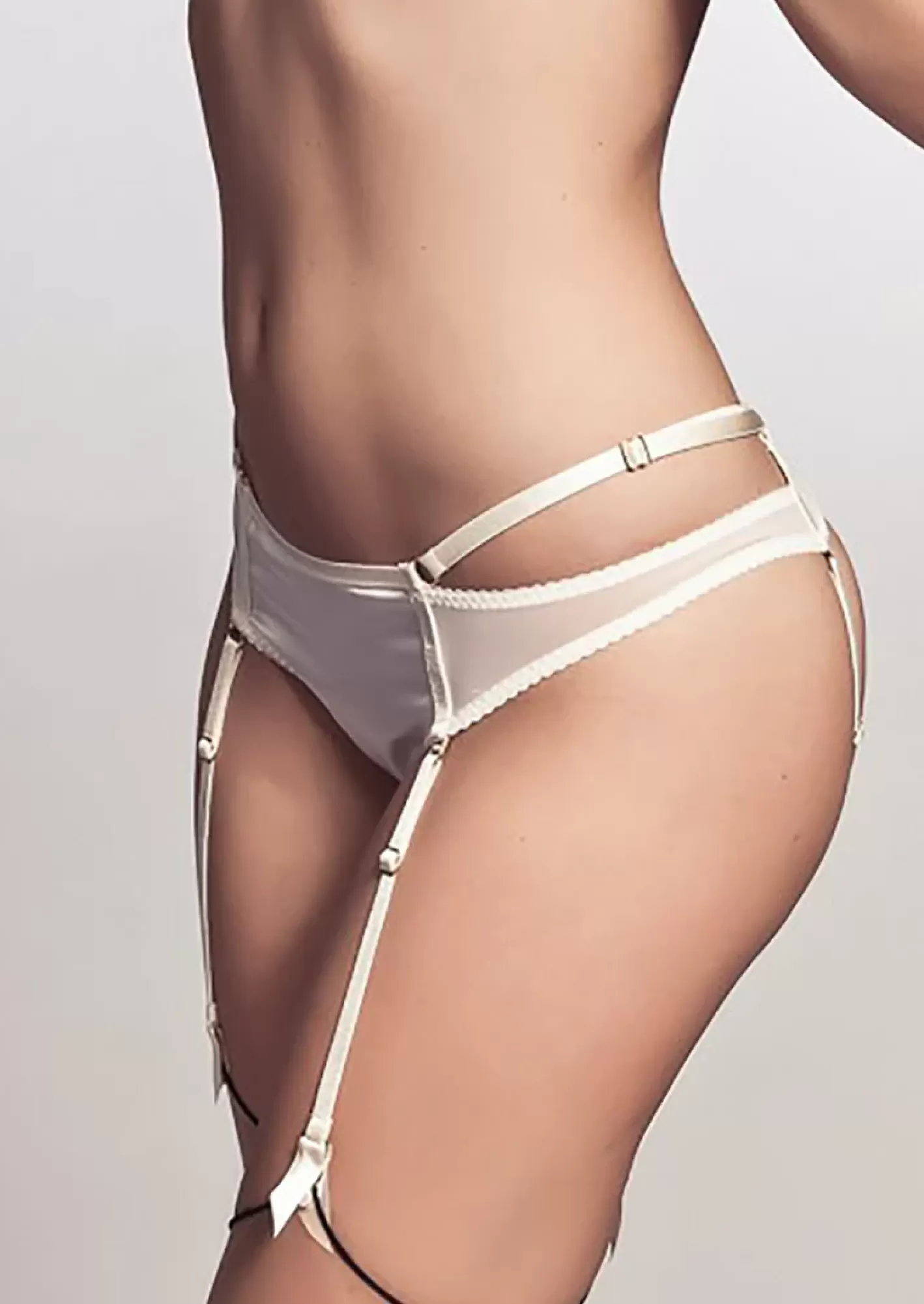 Discount Bordelle Bondage Belle Suspender Thong Ivory