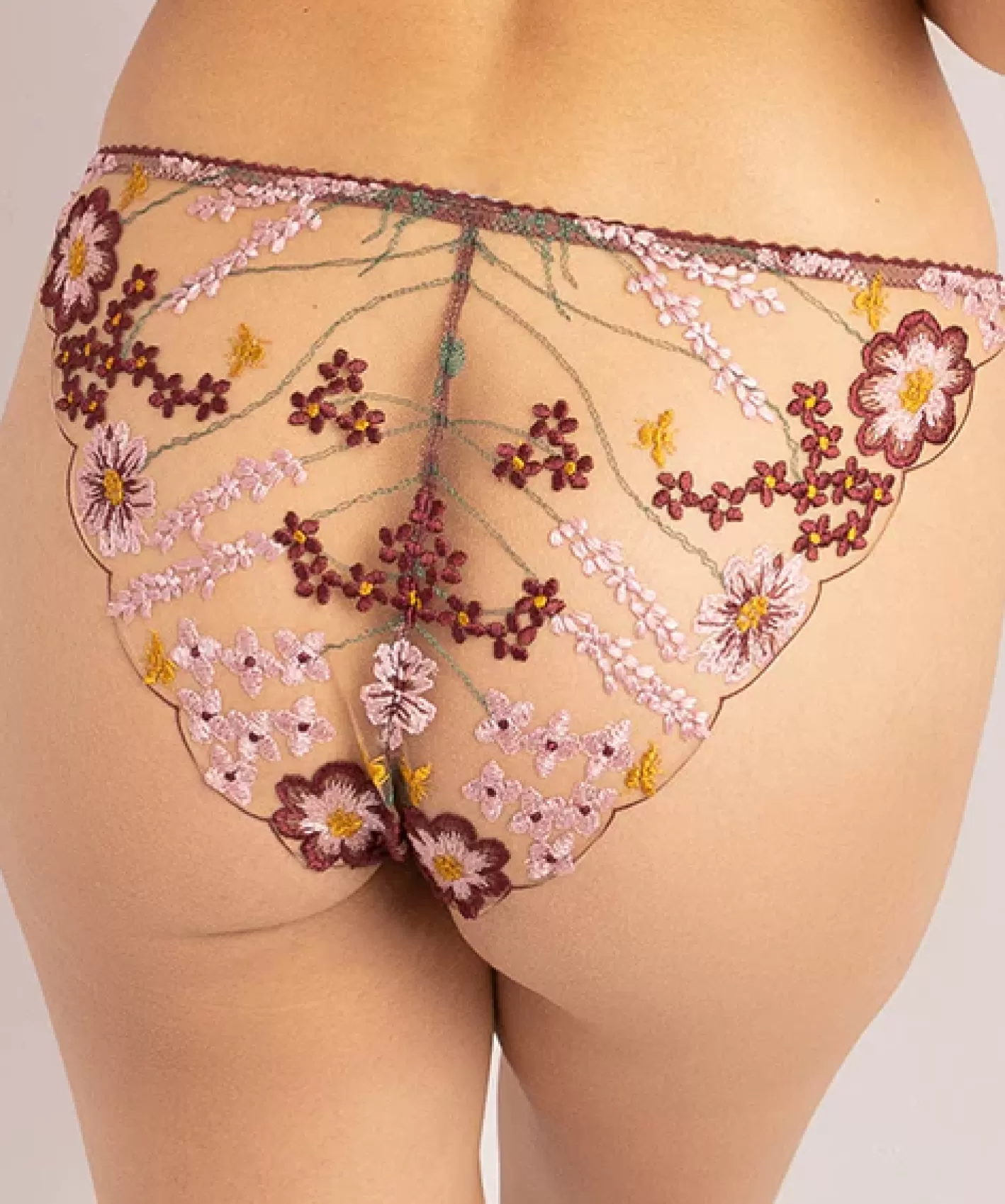 Hot Posie Dahlia Brazilian Knickers Burgundy