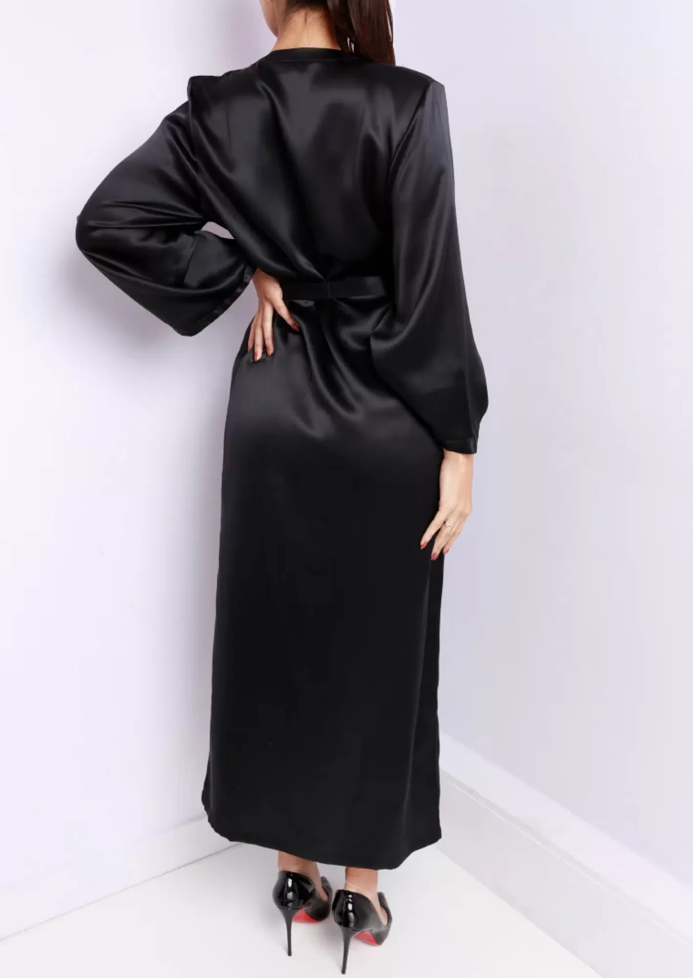 Hot Marjolaine Laurian Silk Kimono Long Black