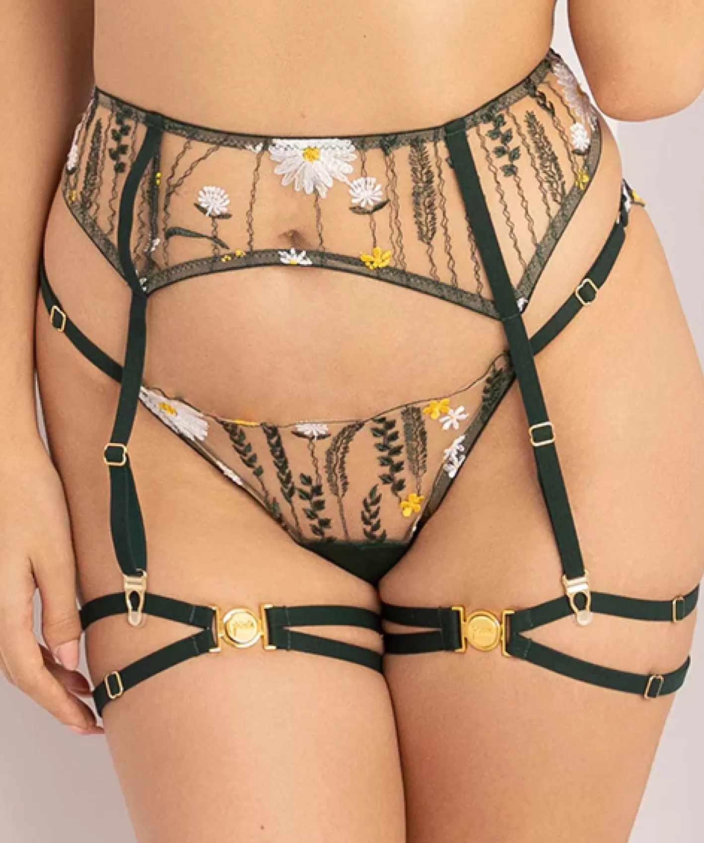 New Posie Meadow Bound Suspender Green