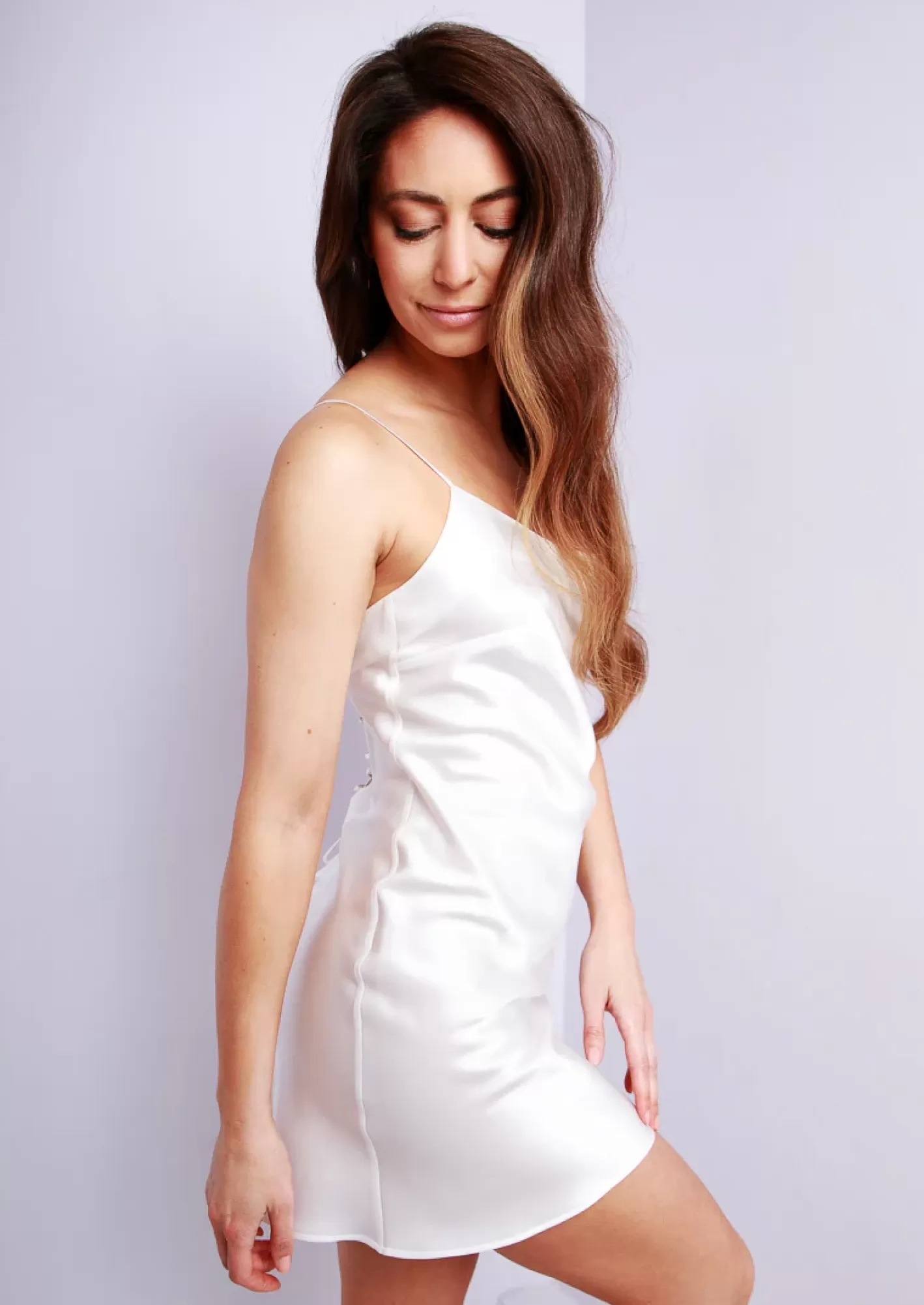 Hot Marjolaine Soie Unie Slip Dress Ivory