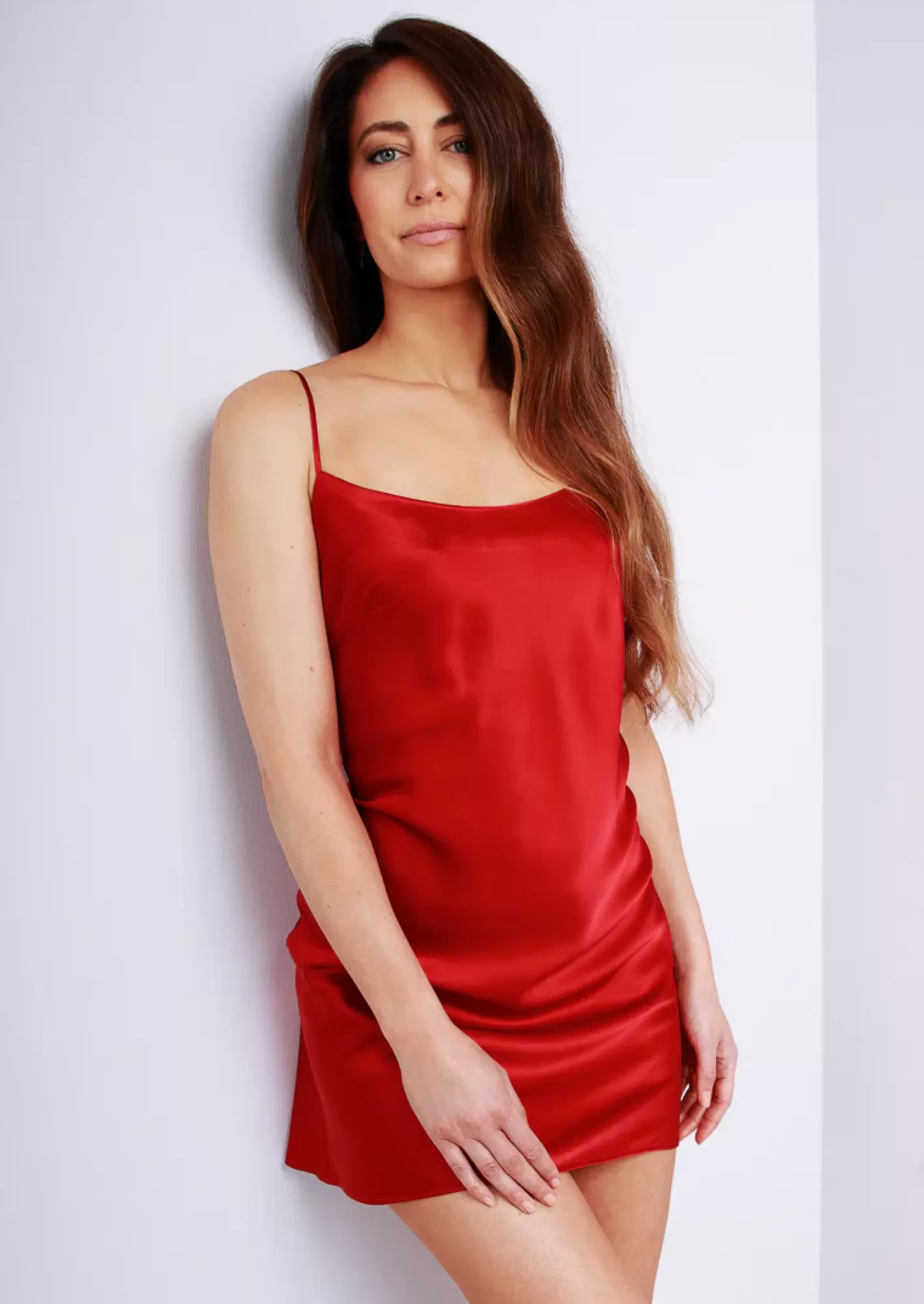 Shop Marjolaine Soie Unie Slip Dress Red